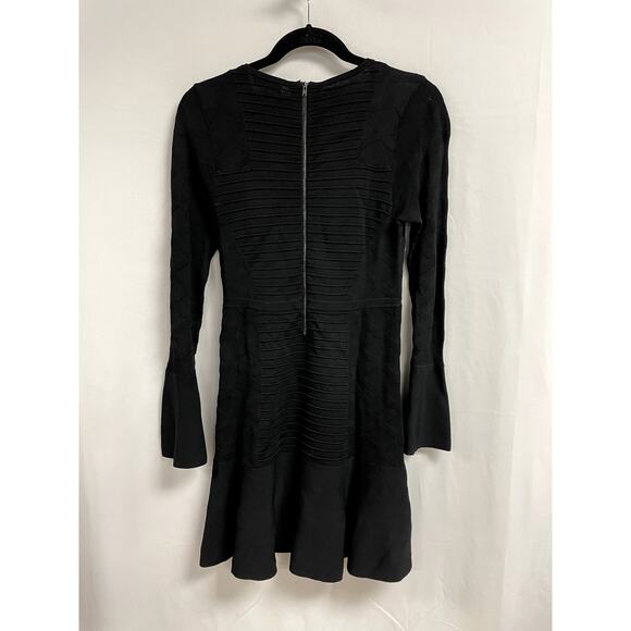 PARKER Lois Knit Flouncy Sweater Mini Dress Bell Sleeve LBD Black Size S $398 - Picture 4 of 12